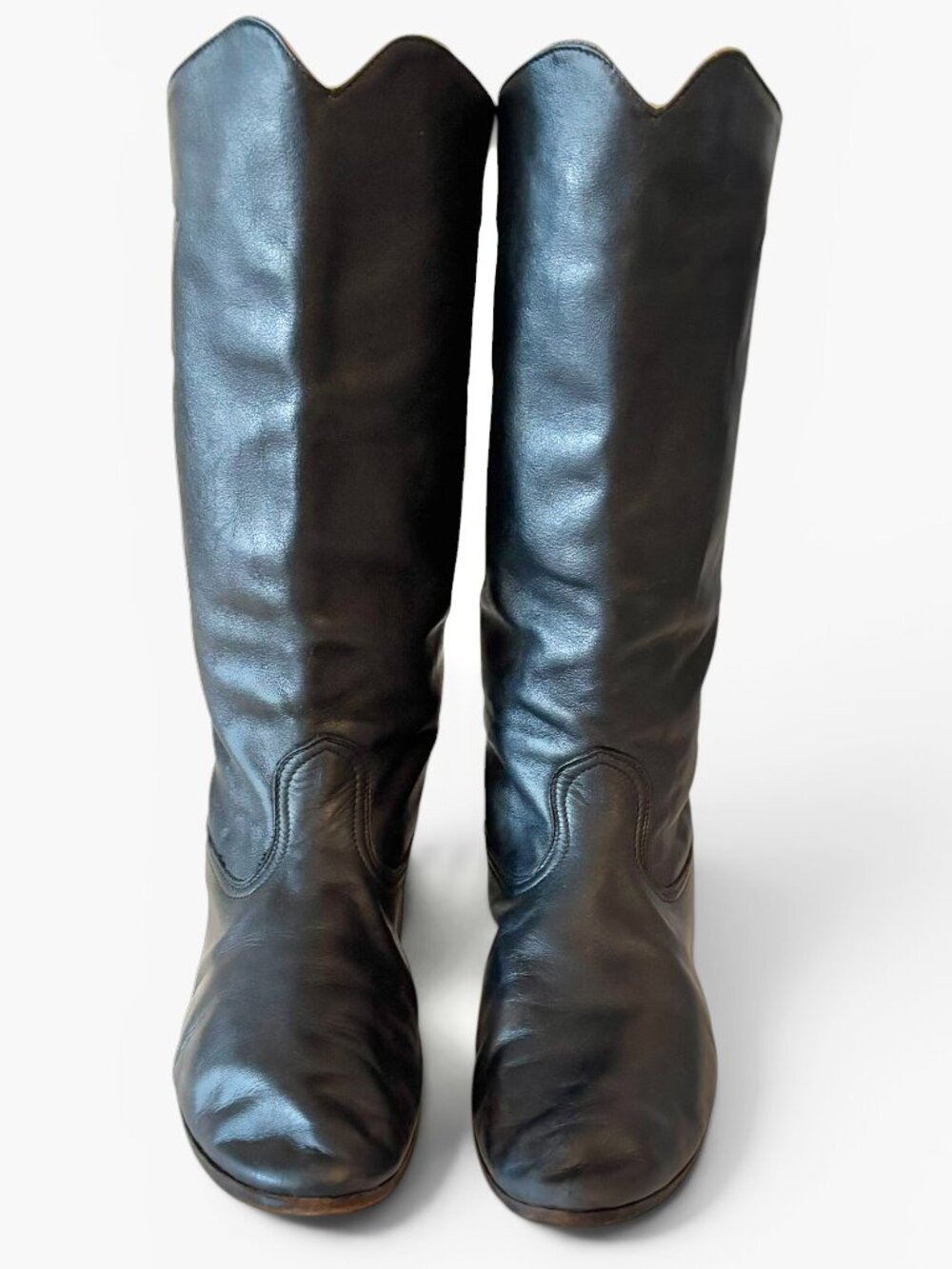 Hungarian Black Leather Folk Dance Boots 38 7.5